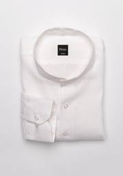 White Crisp Linen Shirt - Band Collar