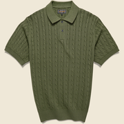 Cable Knit Polo - Olive