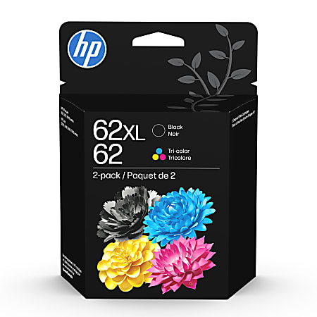 HP 62XL Black/62 Tri-Color High-Yield Ink Cartridges, Pack Of 2, N9H67FN