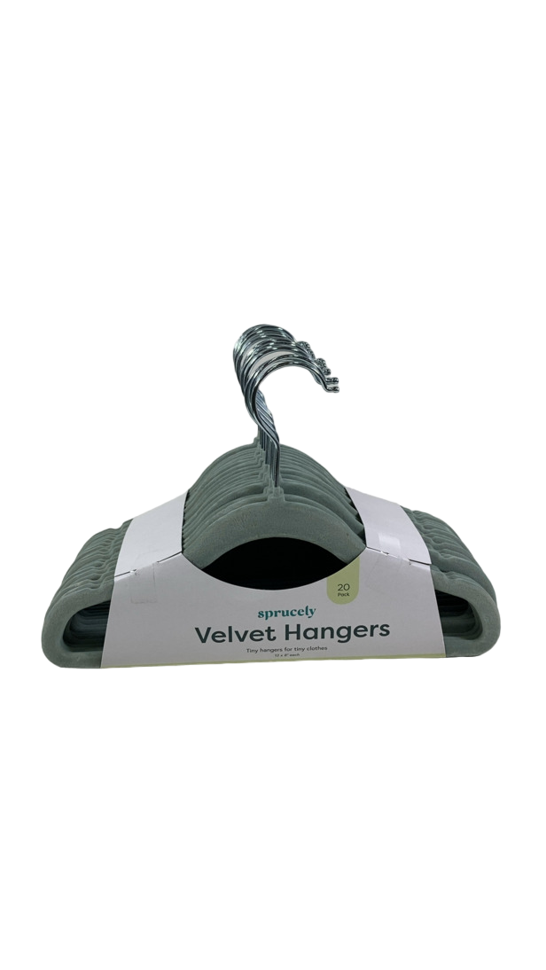Sprucely Velvet Hangers 20 Pack, Sage