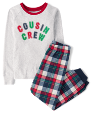 Unisex Kids Matching Family Truck Snug Fit Cotton Pajamas - White