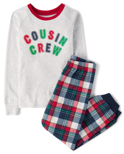 Unisex Kids Matching Family Truck Snug Fit Cotton Pajamas - White