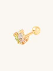Trio Marquise Rainbow & Gold Barbell Earring