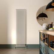 Milano Windsor - White Traditional Vertical Double Column Radiator - Choice of Size and Feet