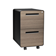 Stockpile Curve 2-Drawer File Cabinet (Black/Wood Face)