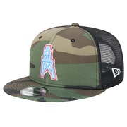 Men's New Era Camo Tennessee Titans Oilers Throwback Main Trucker 9FIFTY Snapback Hat