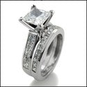Matching Set 1.5 Princess Center Channel Cubic Zirconia Cz Ring