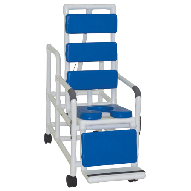 MJM Tilt Shower Commode Chair – Padded, Reclining, Drop Arms