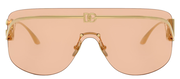 DOLCE & GABBANA DG 2320 02/73 Pillow Gold Metal Sunglasses with Light Brown Lens