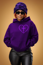 "God is Love" Symbol Lightweight Hoodie Purple/Purple