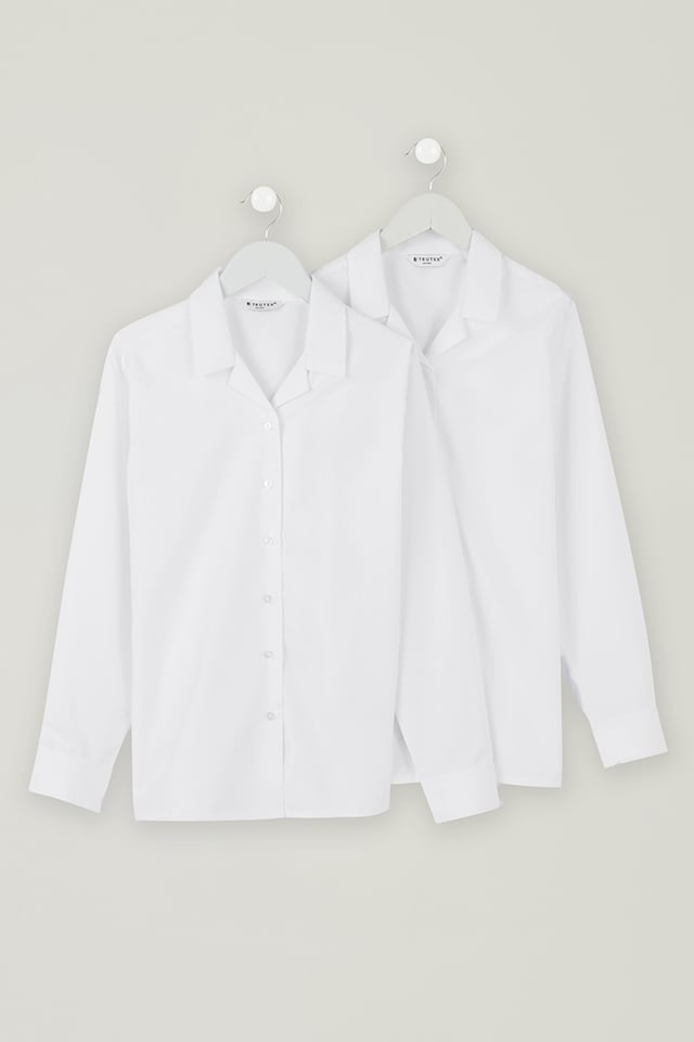 Long Sleeve, Non-iron Rever Collar Blouses - Twin pack