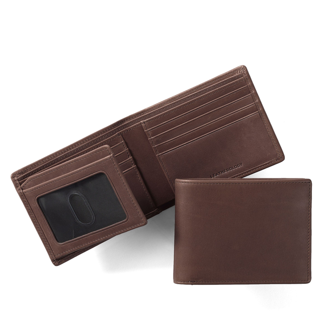Bifold Wallet with Flap Mahogany