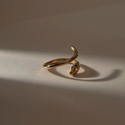 Stoned Serpent Ring | Bronze