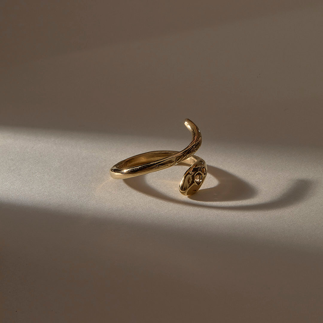 Stoned Serpent Ring | Bronze