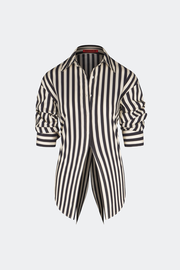 Loch Striped Poplin Button Up in Black/White Stripe