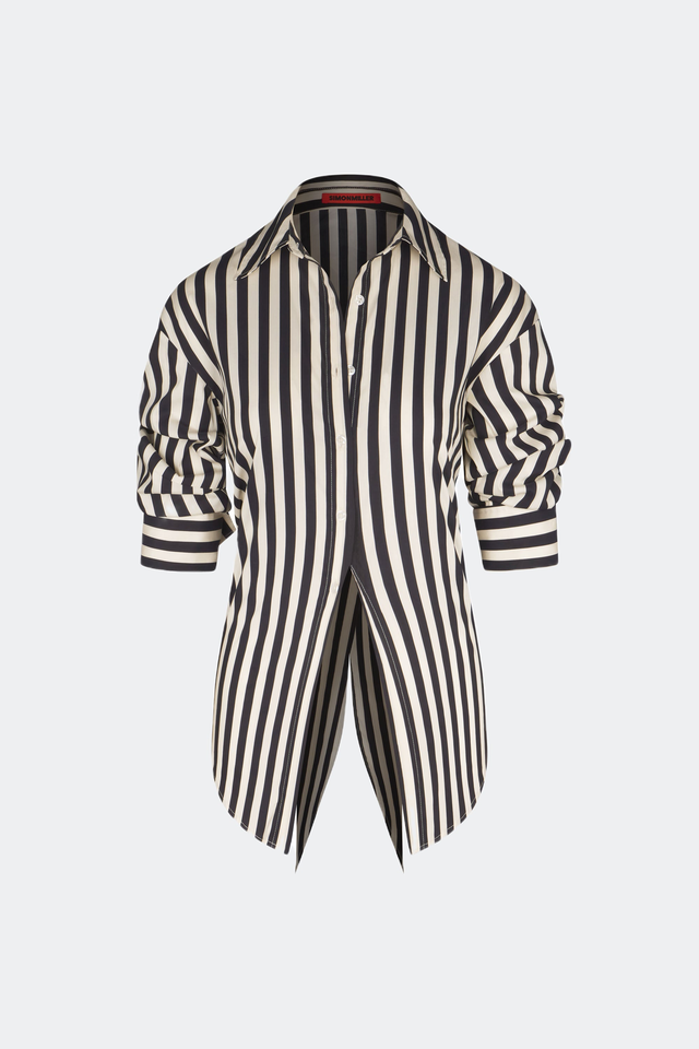 Loch Striped Poplin Button Up in Black/White Stripe