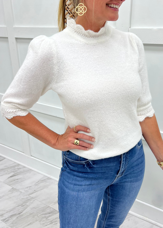 Elevate Scallop Sweater (Winter White)