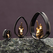 Unicorn Skull Stainless Steel Teardrop Tunnels