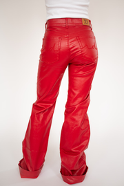 RED METALLIC SIGNATURE TROUSERS