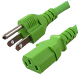 5-15 Plug Male to C13 Connector Female 10 Feet 15 Amp 14/3 125v Power Cord- Green