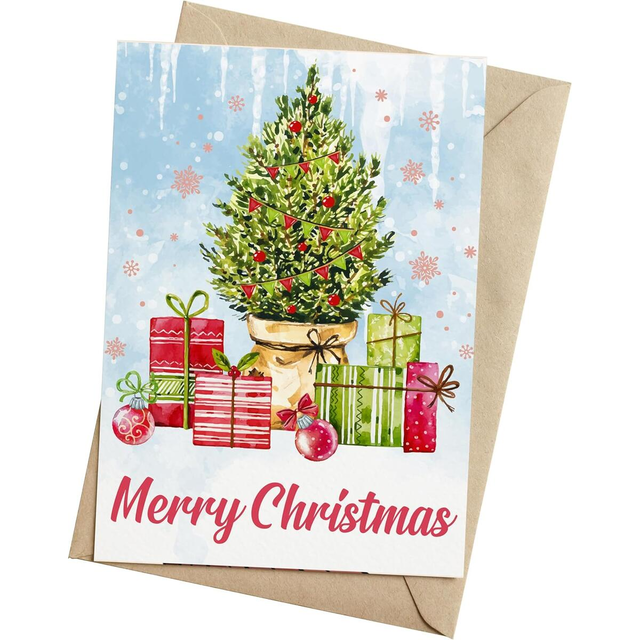 Christmas Card, Merry Christmas For Wife, Husband, Him, Her, Mom, Dad, Friends - Folded Card 5"x7" with Sticker, Envelope - Sweet Card on Xmas