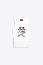Love Whoever Stretch Rib Racer Tank