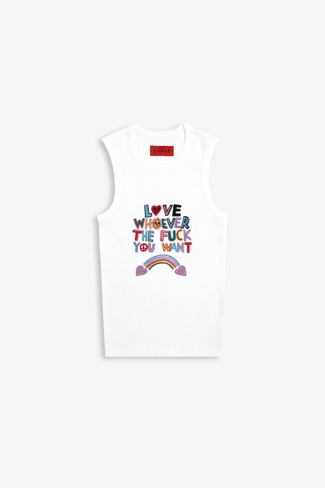 Love Whoever Stretch Rib Racer Tank