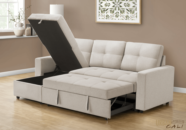 Venice Sleeper Sectional Sofa Bed with Reversible Storage Chaise - Available in 5 Colours