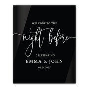 Elegant Custom Black Acrylic Welcome Sign for Wedding Rehearsal Dinner, 16'' x 20''