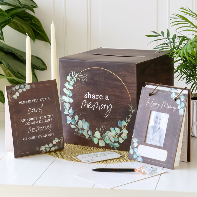 Celebration of Life Memory Funeral Guest Book and Box for Memorial Service
