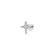 14k solid white gold Natal star flat back labret stud 8mm