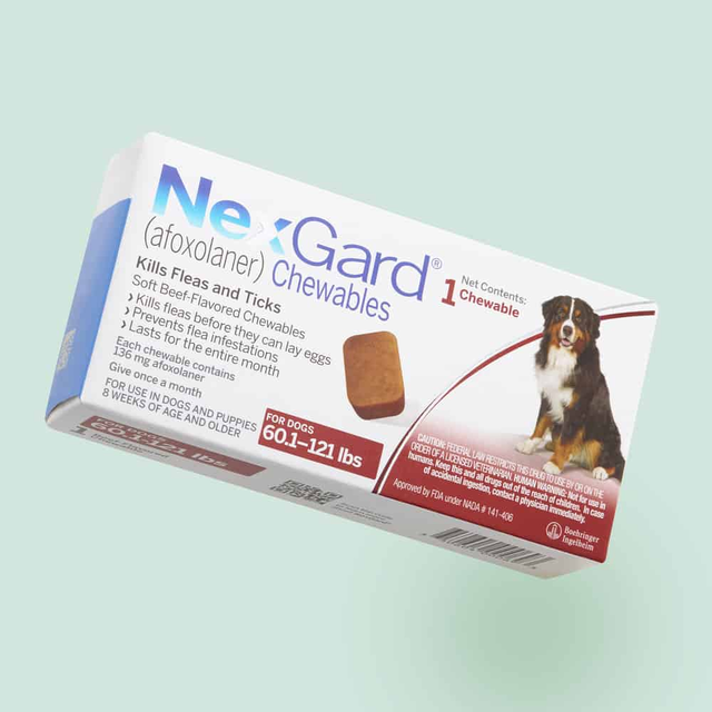 NexGard Chewables for Dogs - 1 Month Supply (60-121 lbs) - Flea & Tick Protection