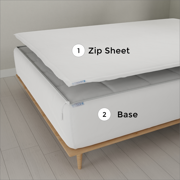 QuickZip Fitted Sheet (Base + Zip Sheet) - Twin Sateen in White