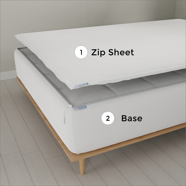 QuickZip Fitted Sheet (Base + Zip Sheet) - Twin Sateen in White
