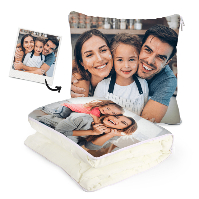 Family Gift Custom Quillow Throw Pillow & Quilt 2 in 1