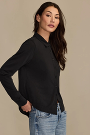 sandwash long sleeve button front, jet black