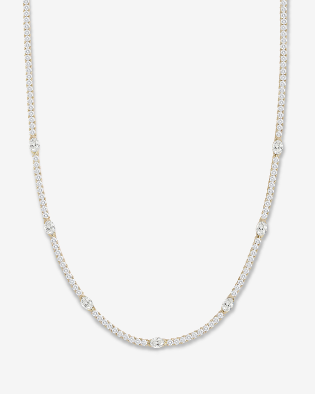 The Maven Tennis Necklace - Gold|White Diamondettes
