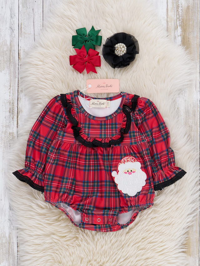 Santa-rtan Embroidered Ruffle Bubble