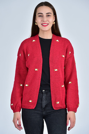 WINTER BLOOM WHITE ROSE Cotton Cardigan