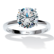3 TCW Round Cubic Zirconia Silvertone Solitaire Engagement Ring, Sizes 5-10