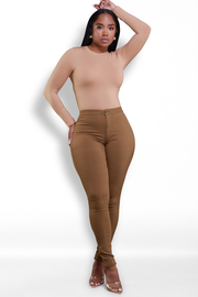 Super Swank High Waist Stretchy Jeans - Mocha