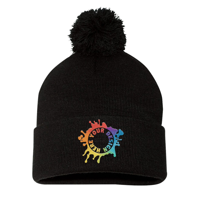 Sportsman Pom-Pom 12" Knit Beanie Embroidery
