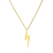 Minimalist Geometric Lightning Bolt Pendant Necklace with CZ Gold Plated Silver