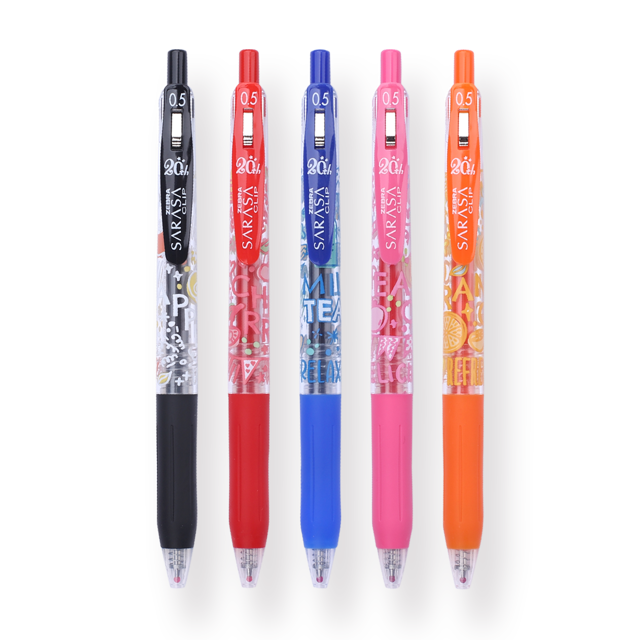 Zebra Sarasa Clip 20th Anniversary Gel Pen - 0.5 mm - 5 colors Set