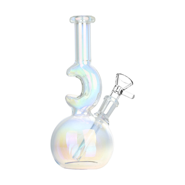 Lunar Glow Electroplated Glass Water Pipe - 7.25 inches - 14mm