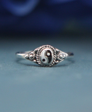 Dainty Yin Yang Embellished Ring, Sterling Silver