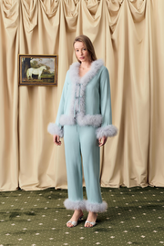 Venus in Love Pants with Detachable Feathers in Dove Blue