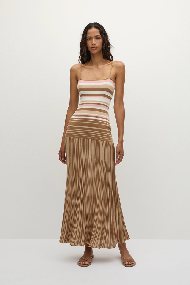 Esenia Knit Dress Puce Sepia Stripe