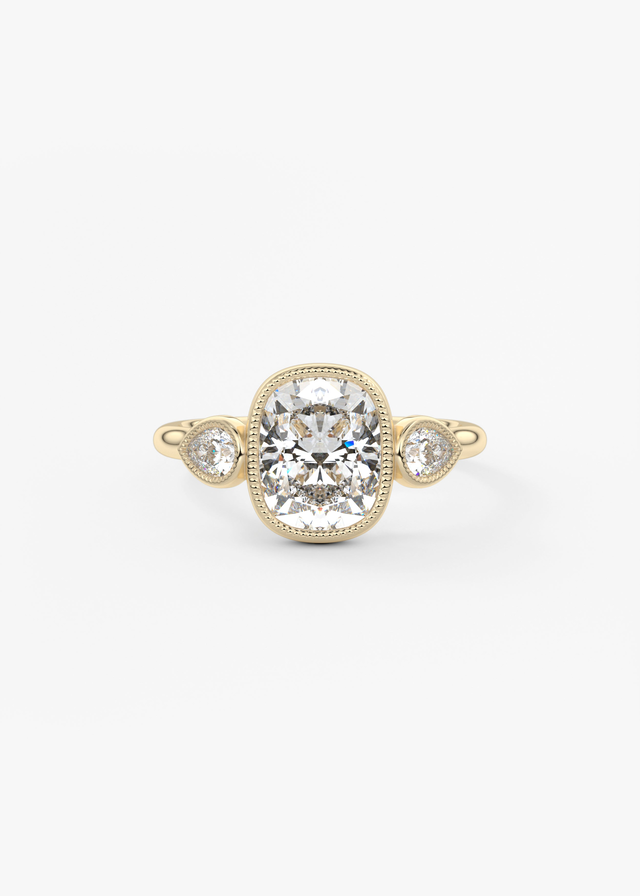 The Millie 3 Stone | Elongated Cushion & Pears