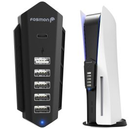 Fosmon PS5 6-in-1 USB Hub Extender – Black